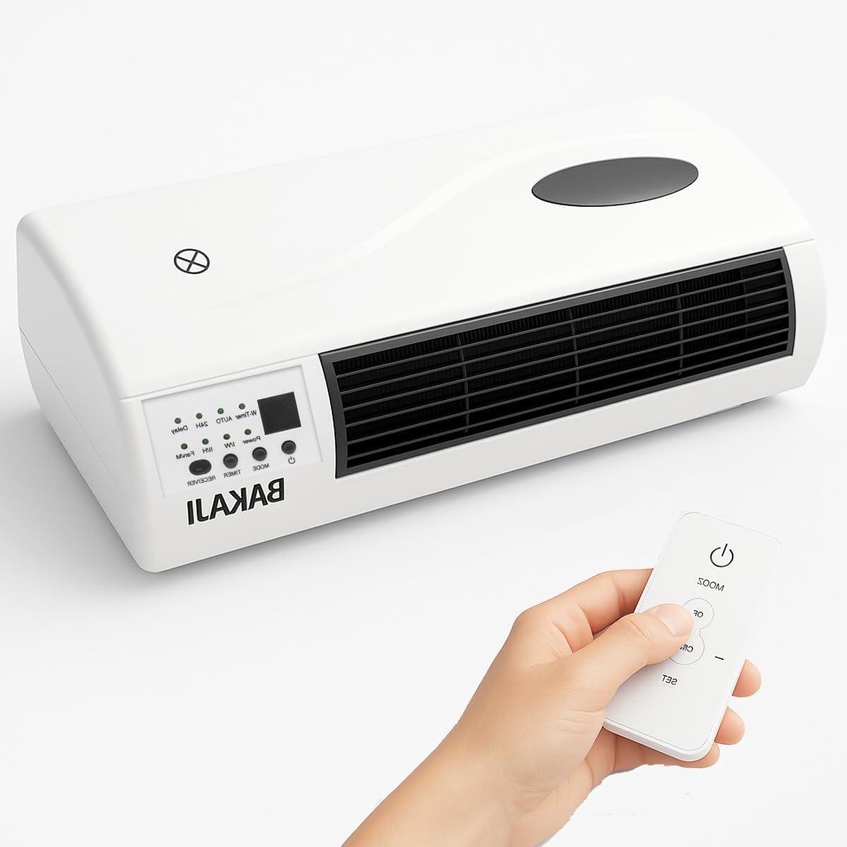 Wandventilator Verwarming - Elektrische Kachel - Snelle Ruimte Verwarming - Met Afstandsbediening - 50.5 cm Hoog - Wit