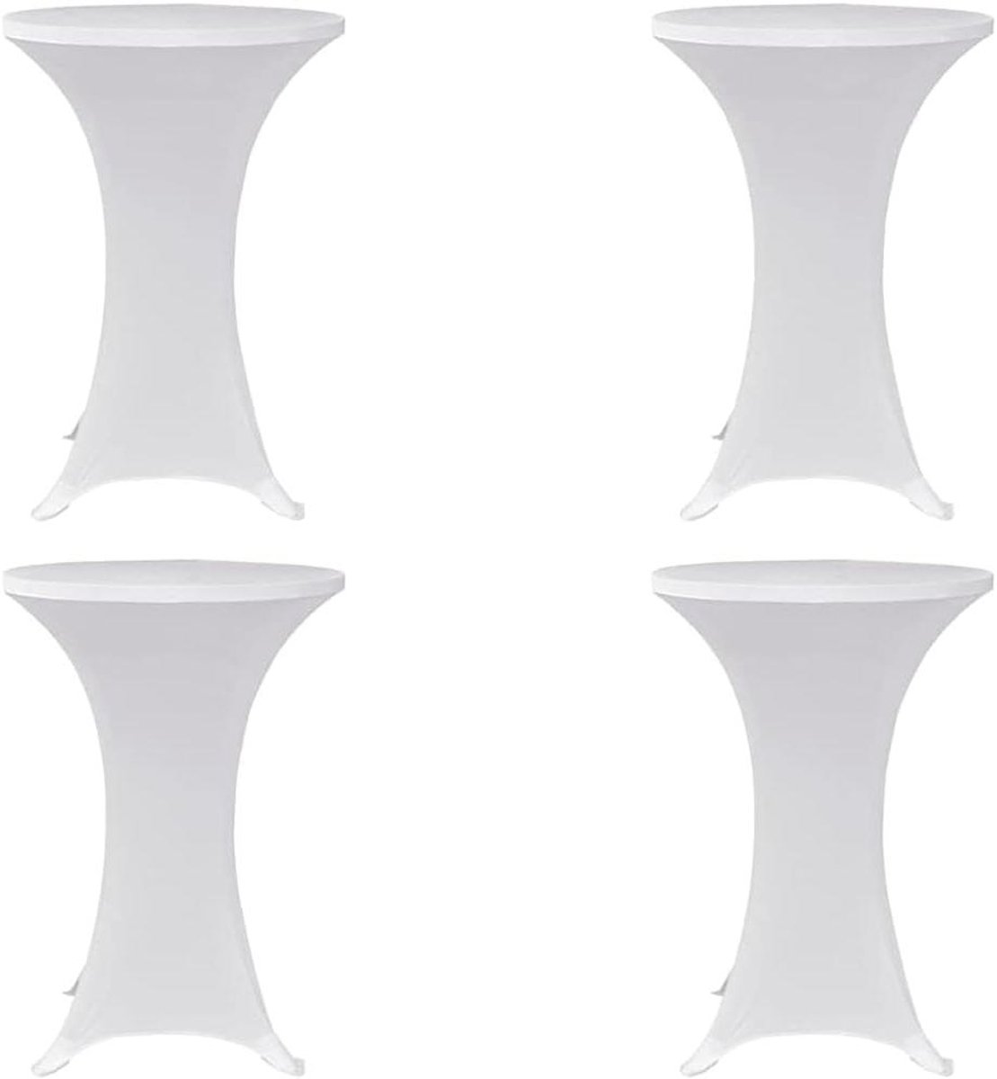 Set van 4 Stretchy Bartafelhoezen Wit Ø80 cm - Universele Tafelhoes voor Feest en Receptie