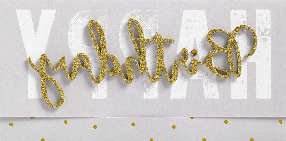 Verjaardagskaart Lettering - Wenskaart Vrolijk - Feestelijke Groet - Met Envelop - 11 x 22 cm - Wit