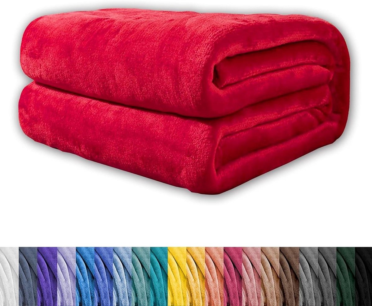 Fleece Deken - Verzwaringsdeken Pluche - Ontspanning en Comfort - Extra Dik Isolatie - 150 x 300 cm - Rood