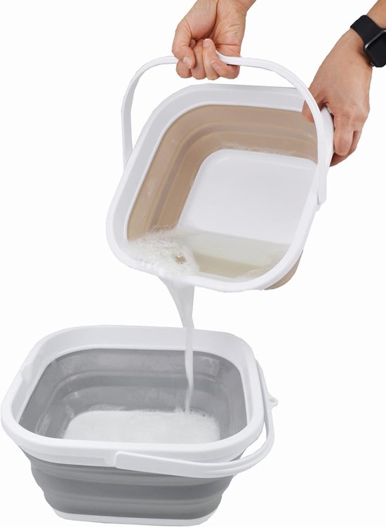 Opvouwbaar Wasbad - Draagbare Kuip - Baby Verzorging - Ruimtebesparend Ontwerp - 5.5 Liter - Wit Grijs — afbeelding 4