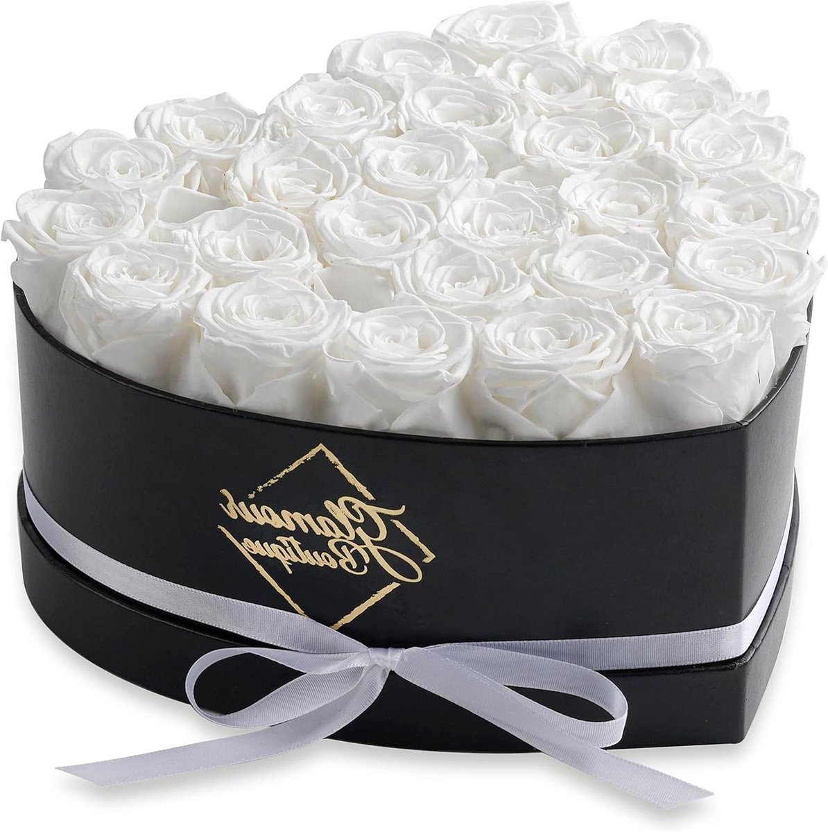 Eeuwige Rozen - Geconserveerde Bloemen - Cadeau Geven - Hartvormige Doos - 27 Rozen - Wit