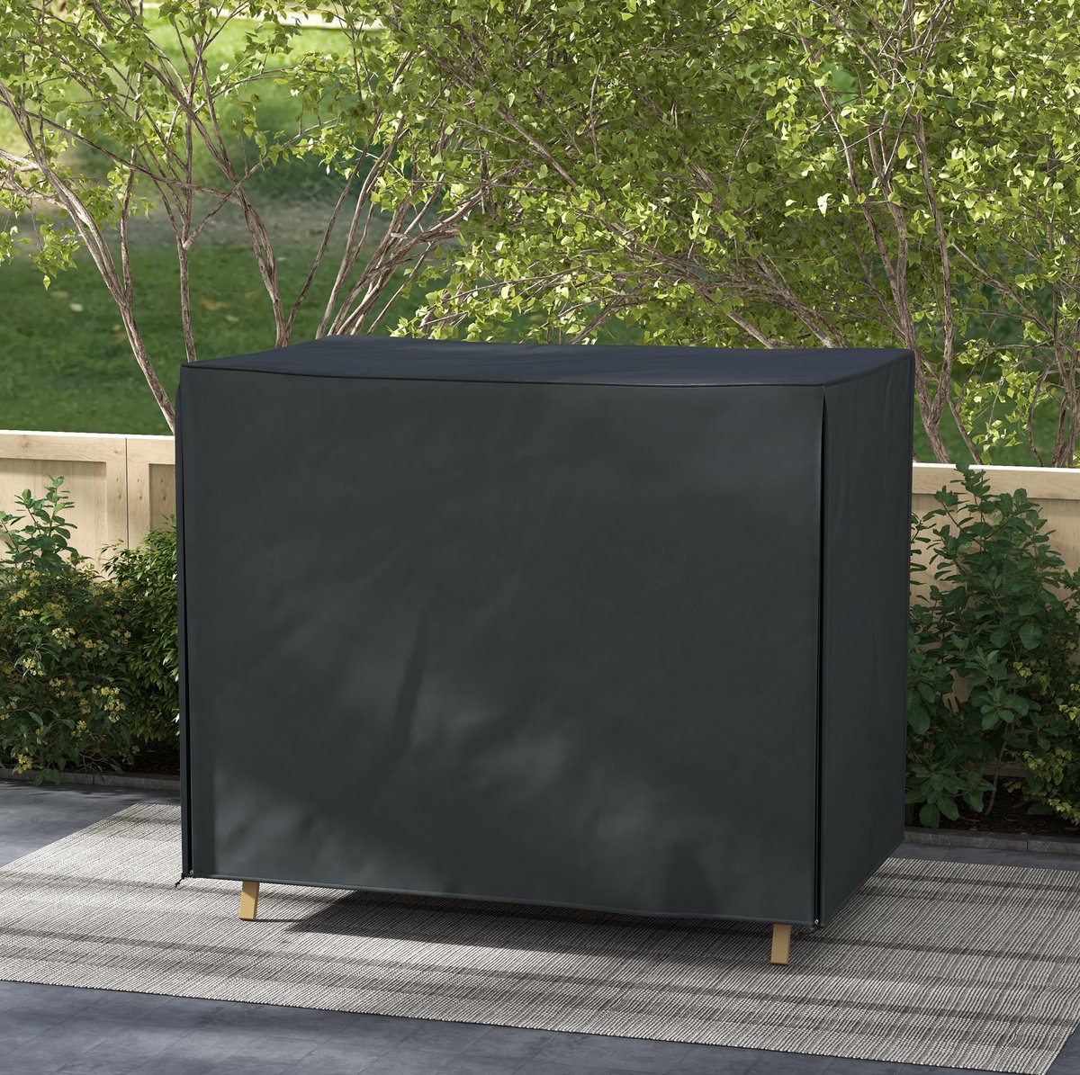 MEUNIQ schommelbankhoes 220 x 125 x 172 cm met rits en trekkoord, tuinmeubelhoes voor gartenschommel, 420D Oxford polyester met PU-coating, uv-bescherming, zwart