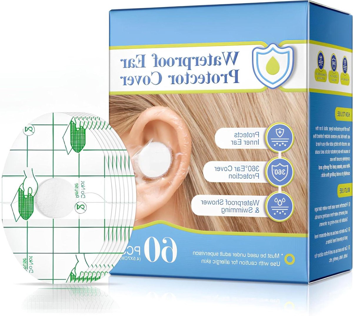 Waterproof Oordopjes - Oorstickers Bad - Bescherming Oren - Cuttable Design - 60 Stuks - Transparant