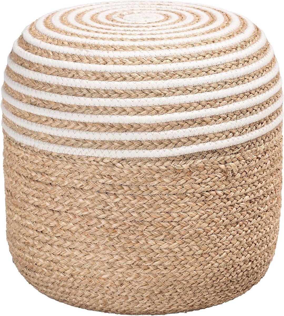 Voetenbank - Poef - Ontspanning Thuis - Bohemien Stijl - 41 cm Hoog - Wit Naturel
