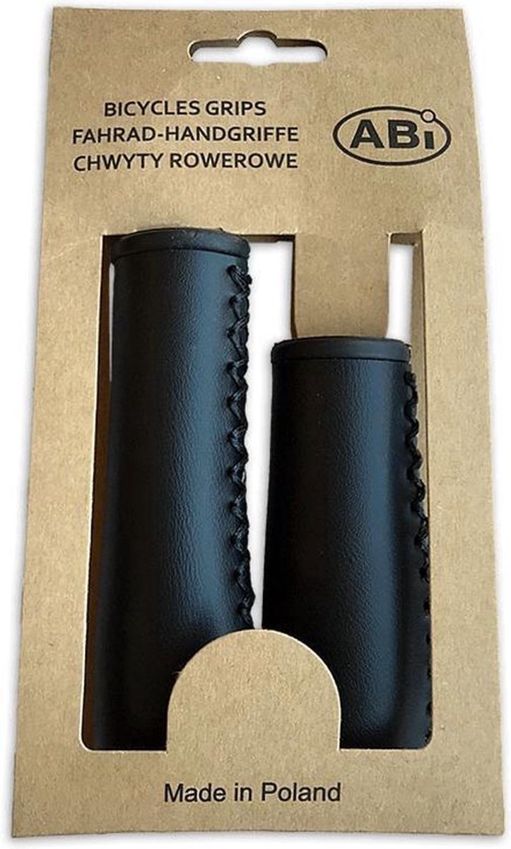 Prachtige fiets handvatten zwart imitatieleer 95mm en 125mm, business and cool