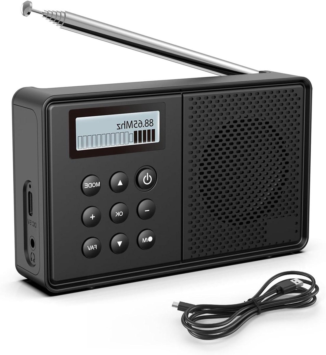 Draagbare Radio - DAB FM - Muziek Luisteren - Met Bluetooth - 12 x 7 cm - Zwart
