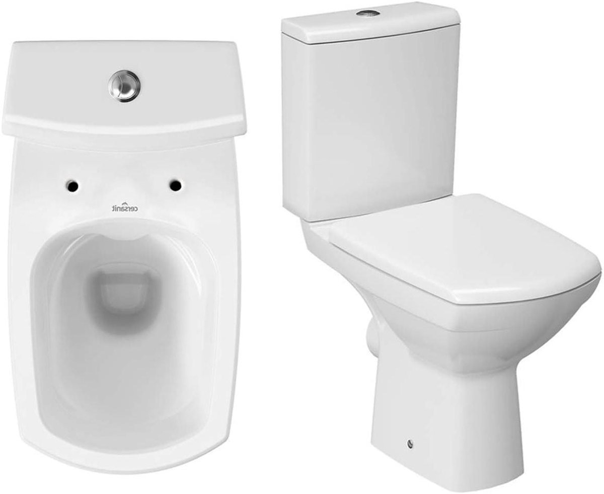 Keramische Toiletset - Staand Toilet - Badkamer Vernieuwen - Zonder Spoelrand - 645 x 355 cm - Wit