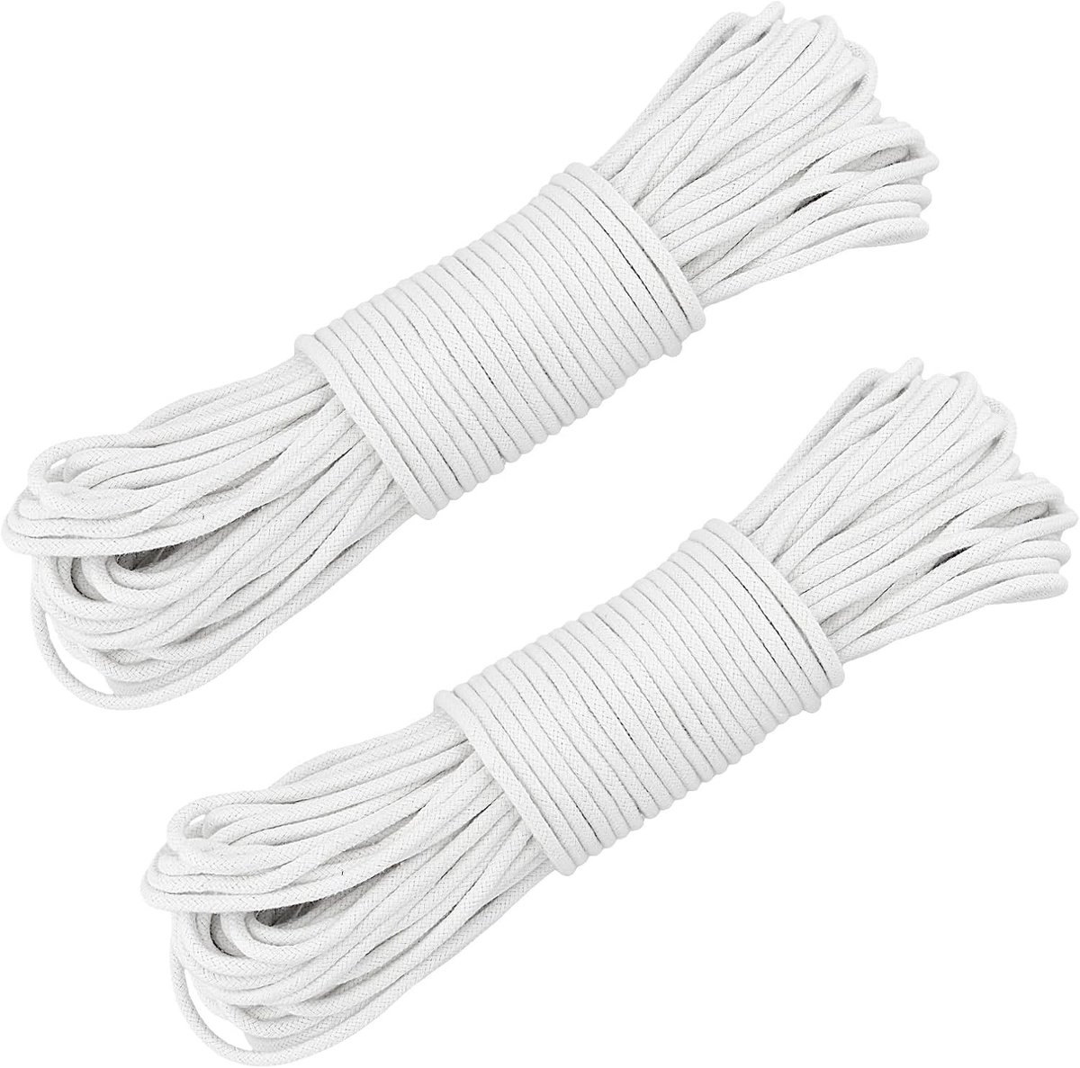 Duurzame Katoenen Waslijn van 50m x 6mm, Scheurbestendig en Sterk voor Buiten, Perfect voor Droogrekken, Kamperen en Creatieve Projecten, Tot 130kg Belastbaar