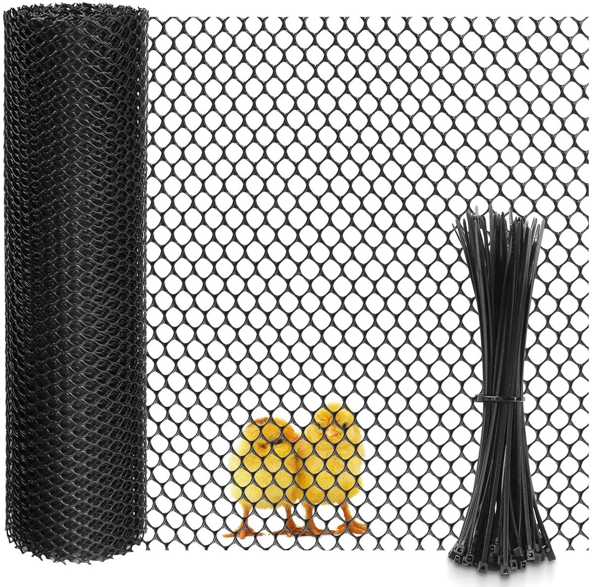 Duurzaam Kippenhek van Plastic, Gevlochten Gaas voor Pluimvee, Konijnen en Tuinbeveiliging (40cm × 9m, Zwart)