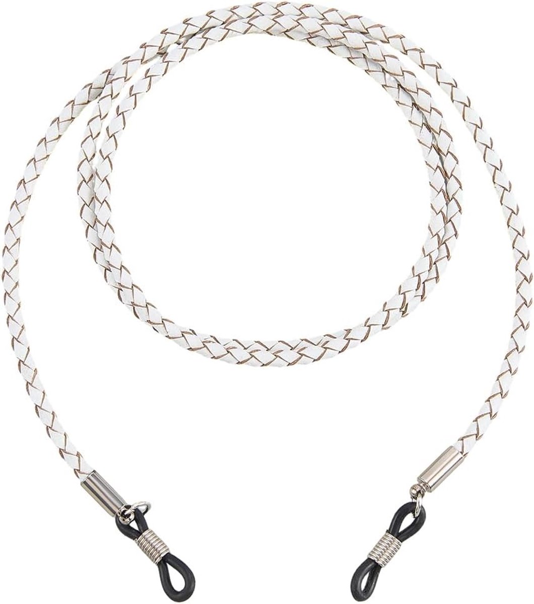 Echt leren brillenkoord, verstelbare antislip zonnebrilband, gebreid rundleer, 30 cm lang, brillenhouder en zonnebrilketting