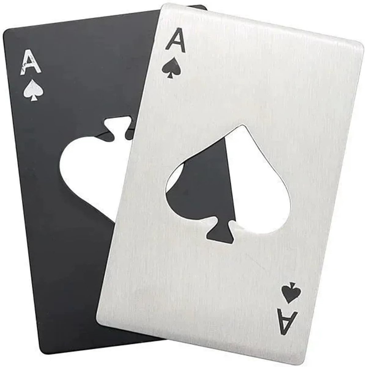 Set van 2 RVS Flessenopeners, Poker Design, Creditcardformaat, Persoonlijk en Grappig voor Bierliefhebbers