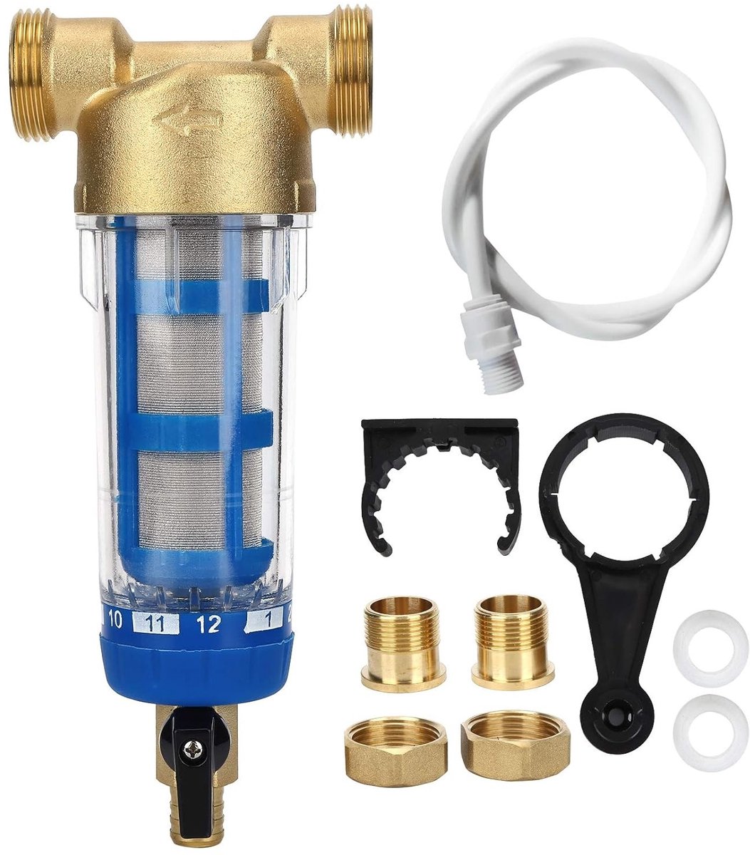Flushable Sediment Water Filter voor 40-100°F - Effectieve Waterzuivering 9x5.5x21cm