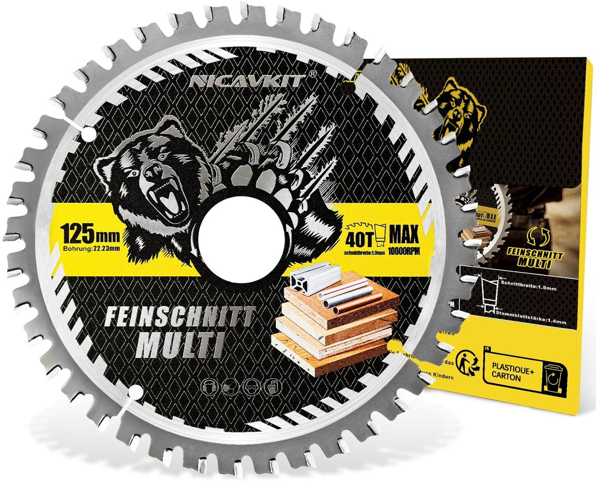 Circulaire zaagblad Ø125 x 22,23 mm voor hout, metaal en aluminium - Precisie snijblad voor veelzijdig gebruik