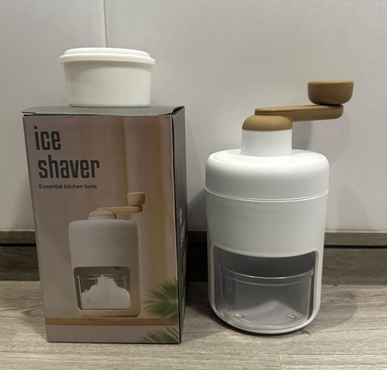 Handmatig bediende ijsschaafmachine, kleine ijsmachine voor thuisgebruik, handmatige ijsmaker, slushmachine - ijsvergruizer - wit — afbeelding 2
