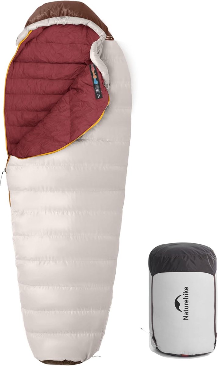 Mummy Slaapzak - Donsslaapzak Kamperen - Buiten slapen - 85% Eendendons - 205 x 80 cm - Kaki