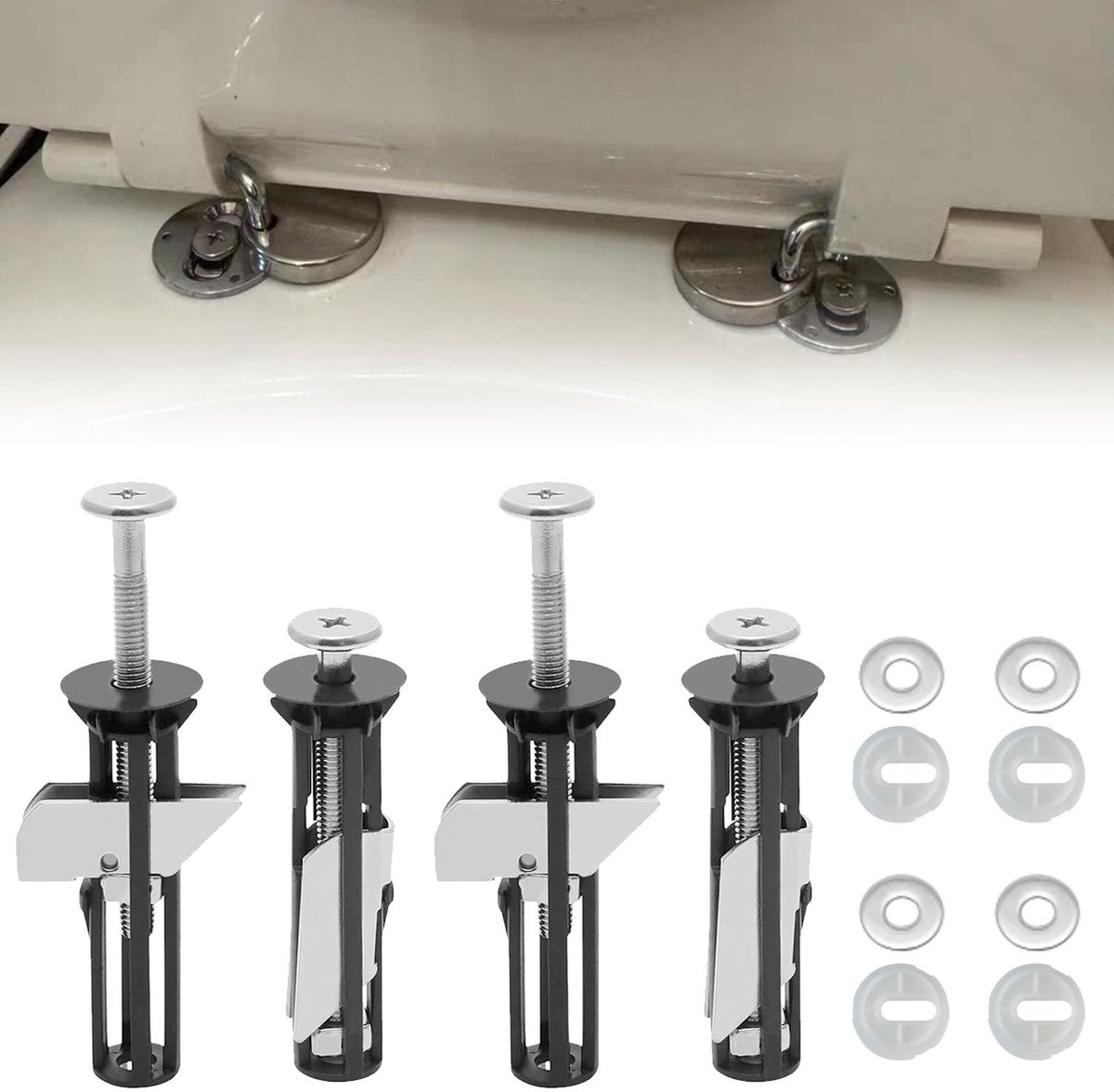 Dailygoods- Toiletbrilbevestigingsbouten 4 Stuks - Wc-Brilschroeven - Toiletdekselschroeven - Bevestiging Toiletdeksel - Vergrendelingsbouten - Roestvrij Staal 304 - Wc-brilbevestiging