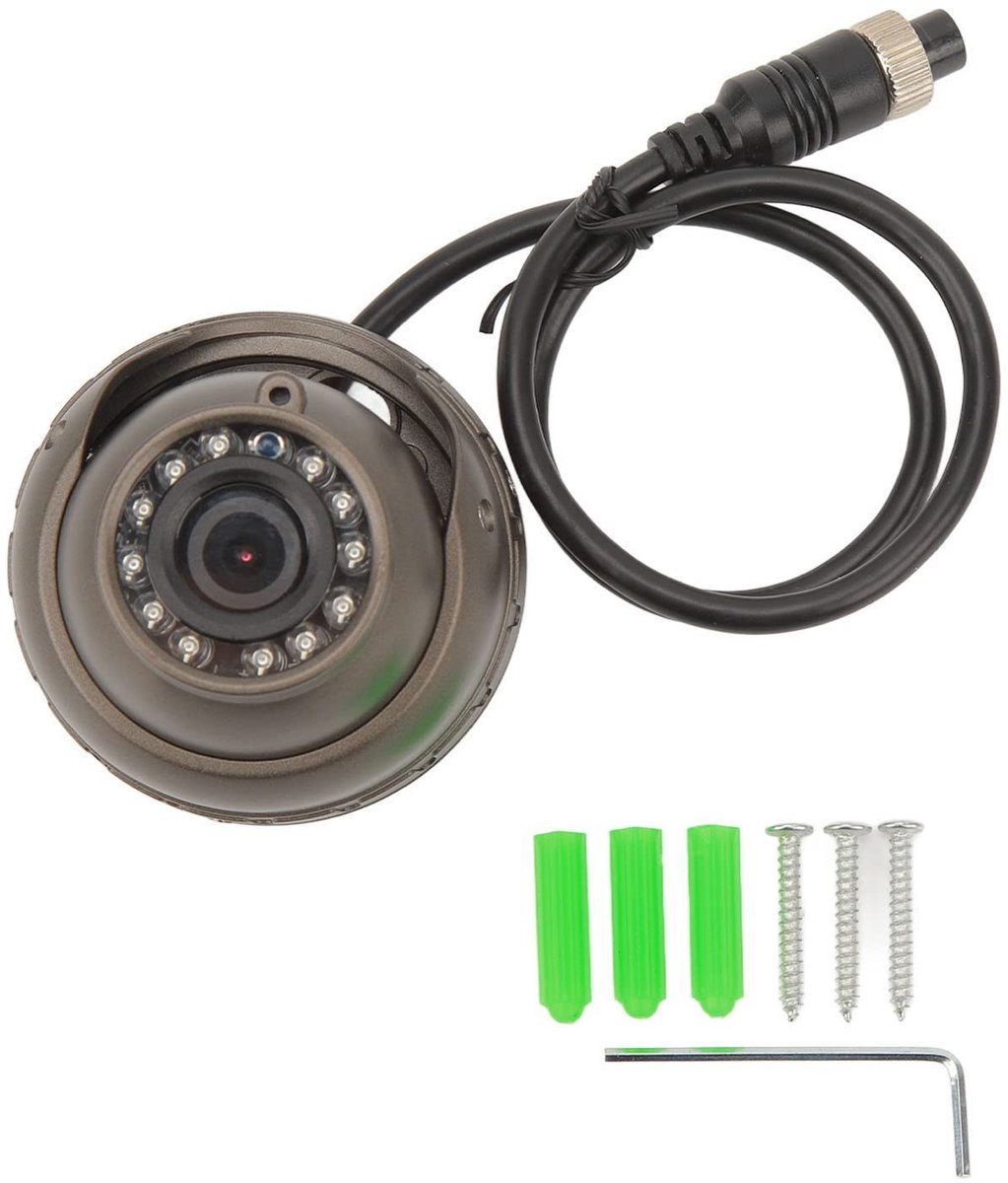 Dailygoods- Domecamera Groothoek IP67 Waterdicht - Voertuiginterieur - IR Nachtzicht - 360 Graden Rotatie - Video/Audion opname - Geschikt voor Bus/Camper - Camera