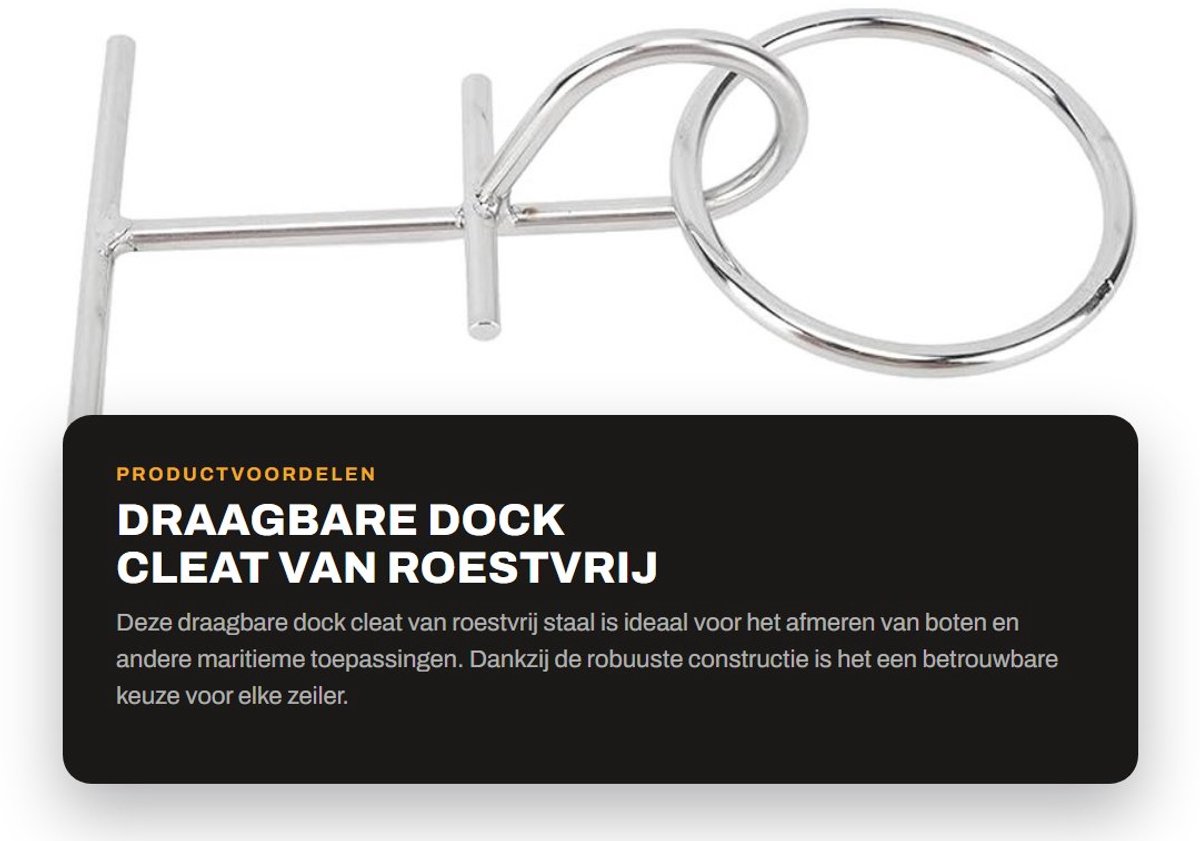 Dailygoods- Dock Cleat Draagbaar - Roestvrij Staal 304 - Marine Grade - Voor Spatborden/Bumpers - Eenvoudige Bediening - Geschikt voor Grote Boten - Afmeerklem