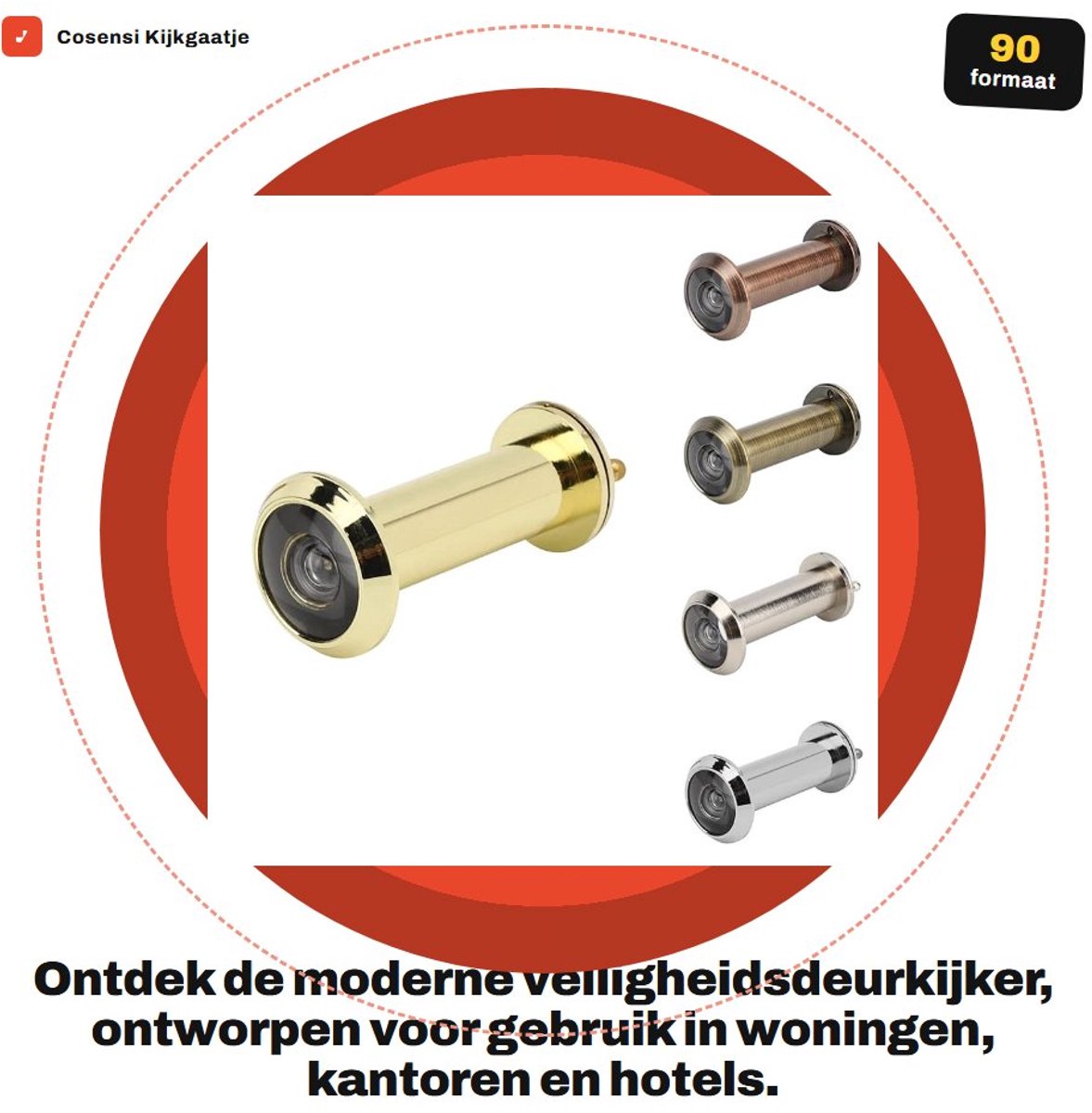 Dailygoods- Kijkgaatje Roterende Privacybescherming - Ultra HD Lens - Antidiefstalhoek 220 Graden - Voor Deurdikte 55-90 mm - Veiligheid Voor Thuis/Kantoor/Hotel - Deurkijker
