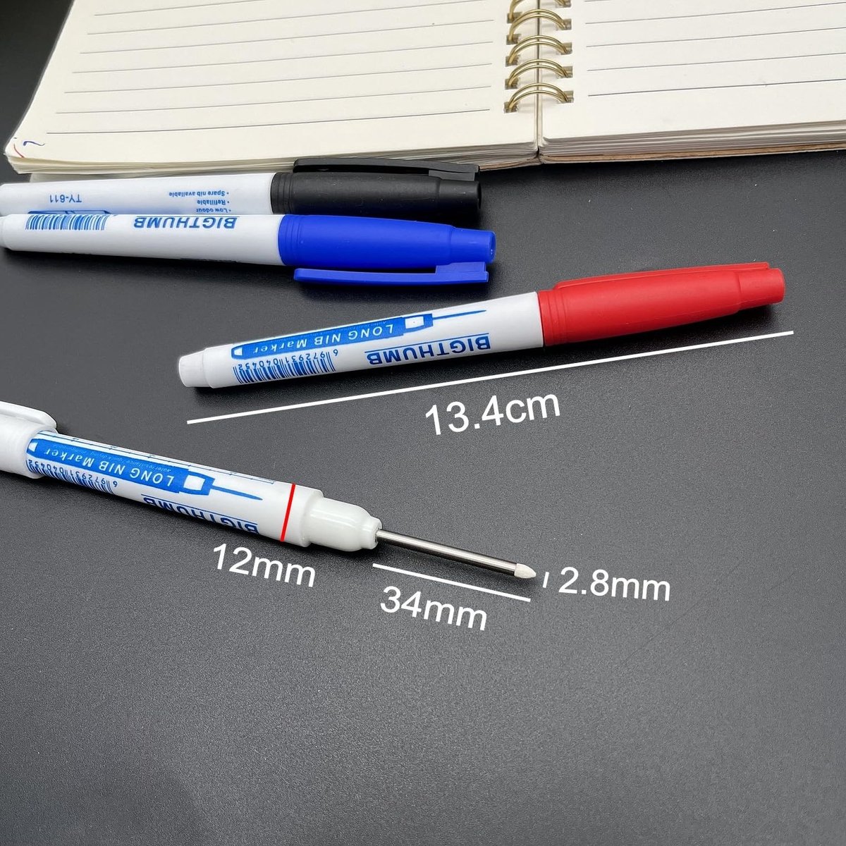 Dailygoods- Marker Waterdicht - 4x Permanente Marker - Lange Tip - Fijne Punt - Multifunctionele Inktpennen - Sneldrogend - Markeerstift