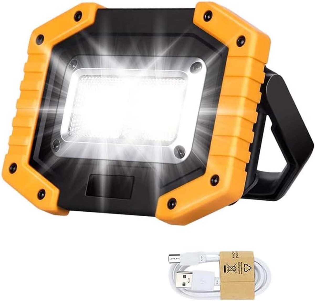 SnelShoppen - 30W Oplaadbare LED-Accuspot, Superhelder Bouwspot met 2000 Lumen, Waterdicht en USB-Campinglamp voor Garage, Outdoor, Camping en Noodgev