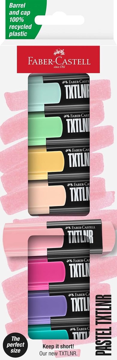 Thijox - Markeerstiftenset TXTLNR, 8 Pastelstiften voor Kinderen en Volwassenen, Compacte Stiften voor Nauwkeurig Markeren, Ideaal voor School, Studie