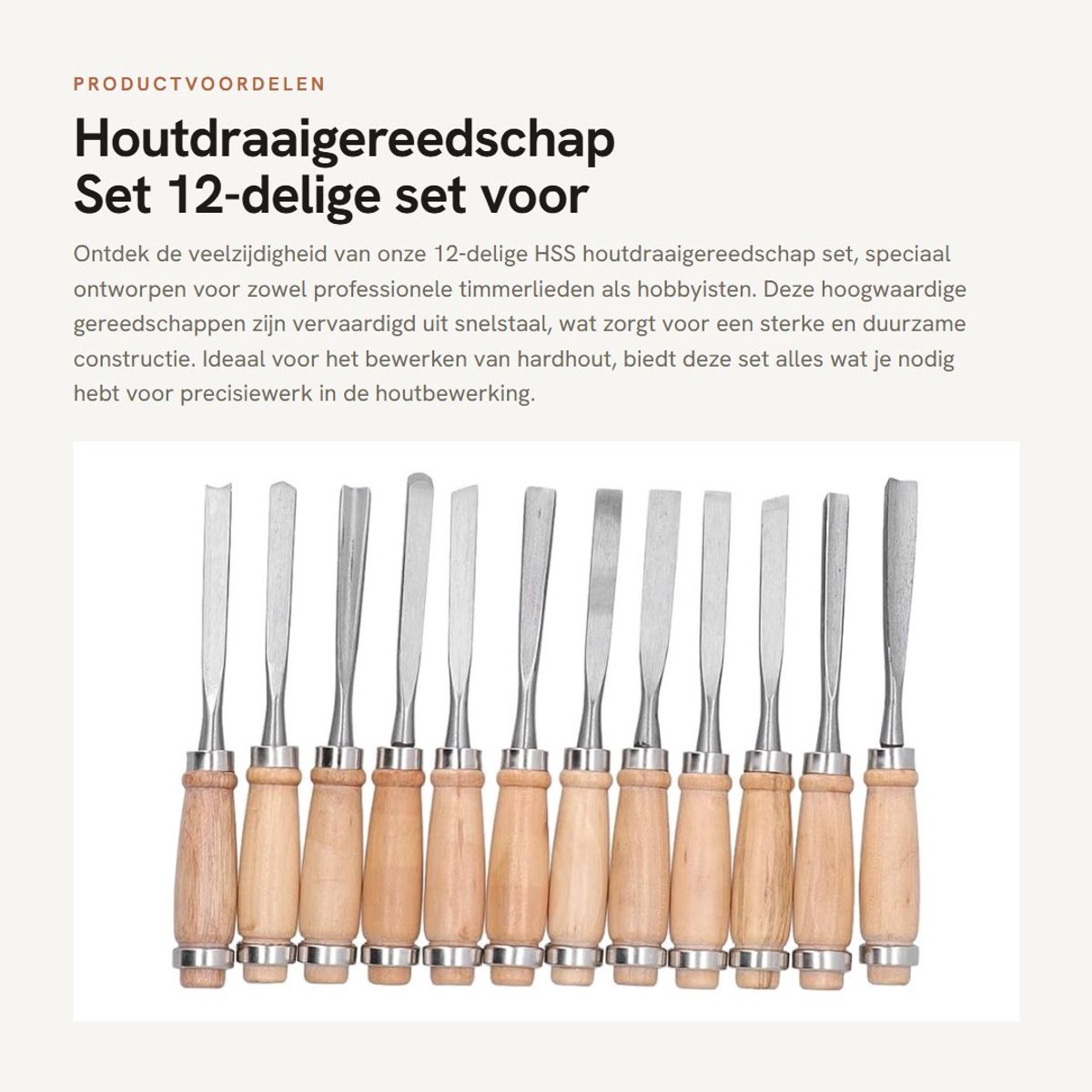 Inovra- Houtbewerking Gereedschap 12-Delige Set - Houtsnijden - Houtbewerking voor Beginners - Houtdraaien - Hoogwaardige Staal - Lichtgewicht en Duurzaam - Houtdraaigereedschap