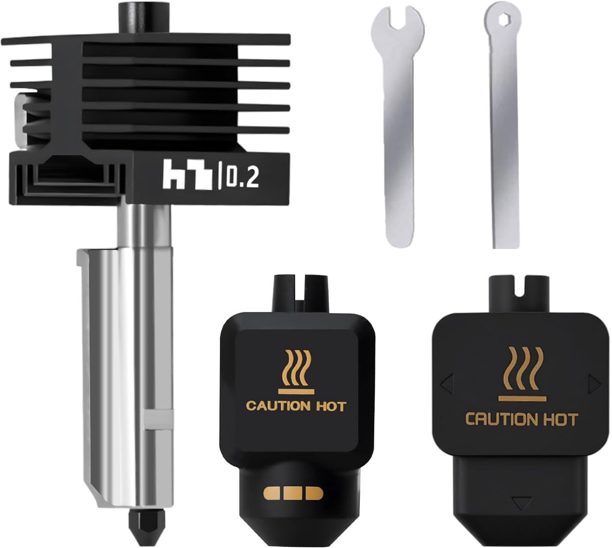 Thijox - Upgrade 0,2 mm P2S/H2S Hotend Kit voor 3D-printer, Hot End Heating Block met Afneembaar Gehard Stalen Mondstuk voor Bambu Lab H2D, H2C, A1/A1