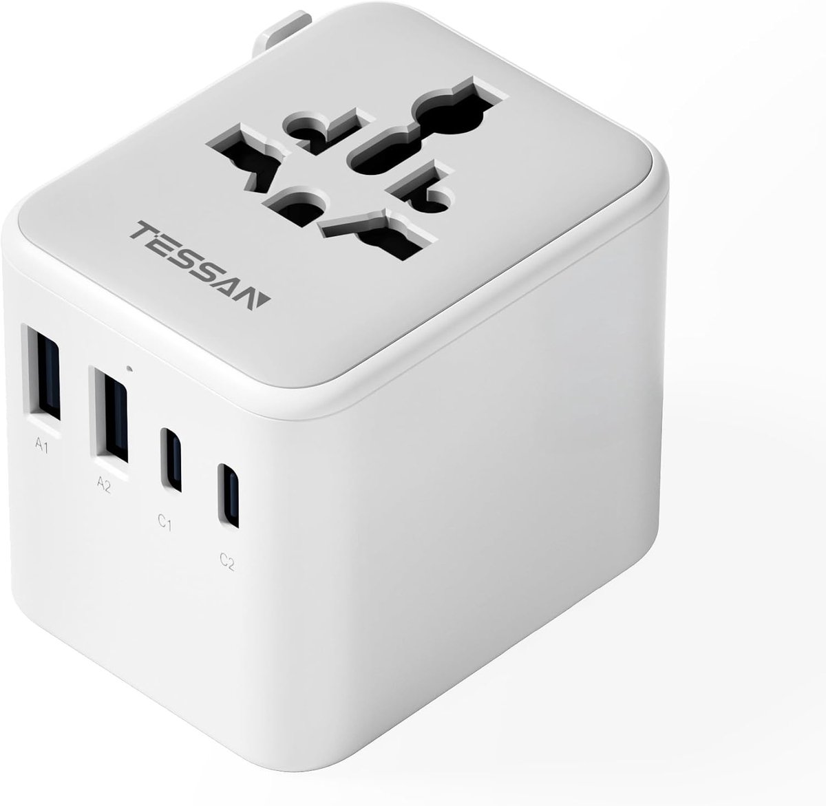 Thijox - Reisadapter Wereldwijd Universele Reisstekker met 3 USB, 1 USB-C en 1 AC-aansluiting - Internationale Stopcontactadapter voor Duitsland, VS,