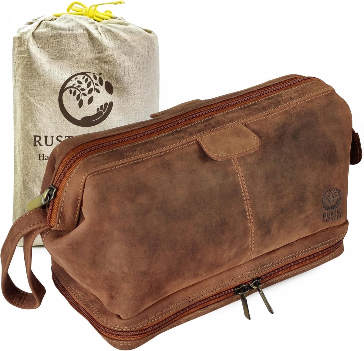 Thijox - Leren toilettas voor heren - Volnerf lederen toilettas - Travel Dopp Kit Organizer - Cosmetische make-uptas voor dames - Perfect voor reizen,