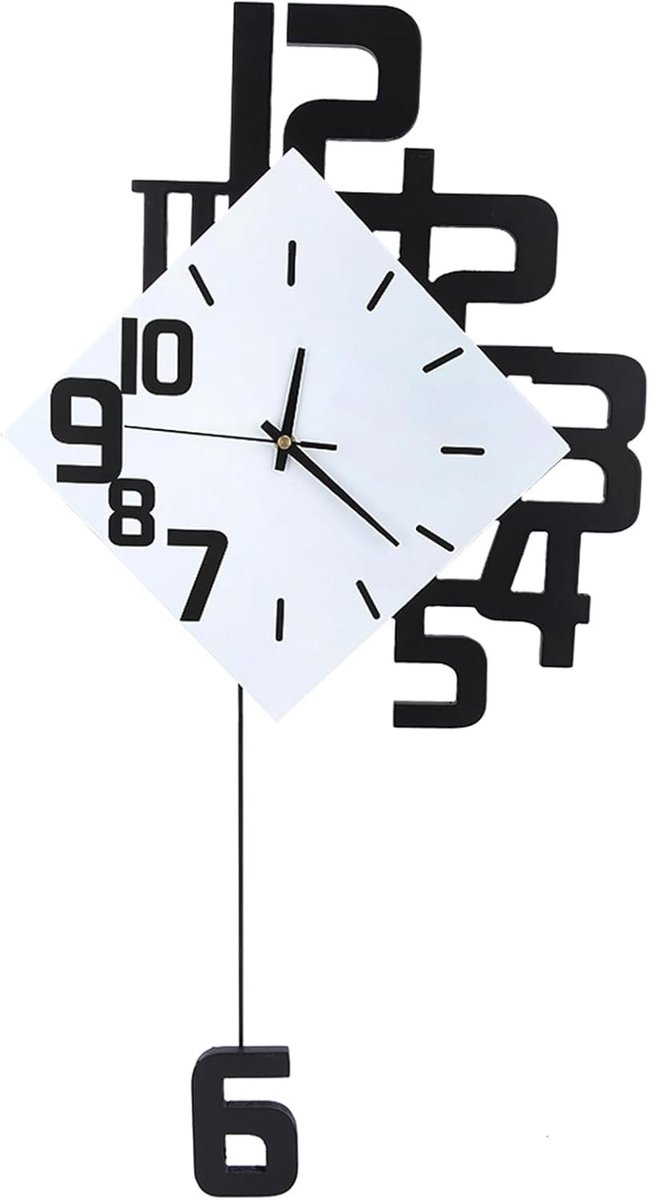Nordic Stijl Wandklok van Gesmeed Ijzer voor Woonkamer en Bar - Pendulum Klok voor Muurdecoratie en Interieurdesign
