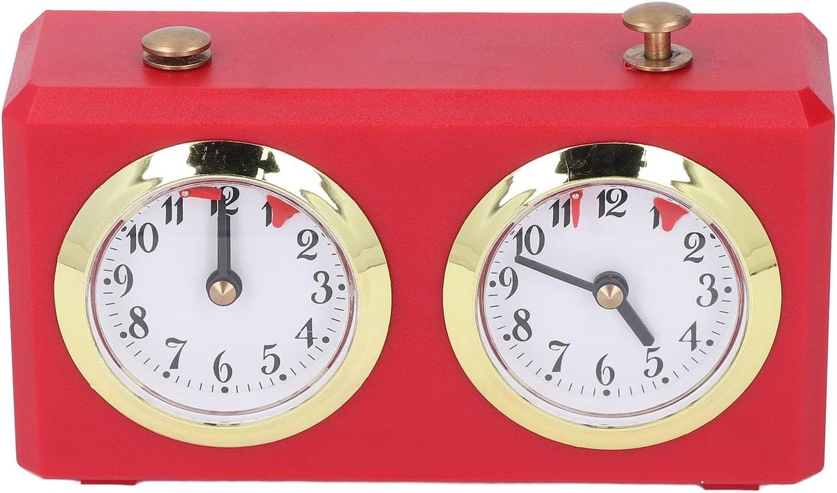 Professionele Houten Schaakklok met Analoge Timer voor Bordspellen, Hoge Precisie Mechanisch, Perfect voor Schaak en Andere Spellen
