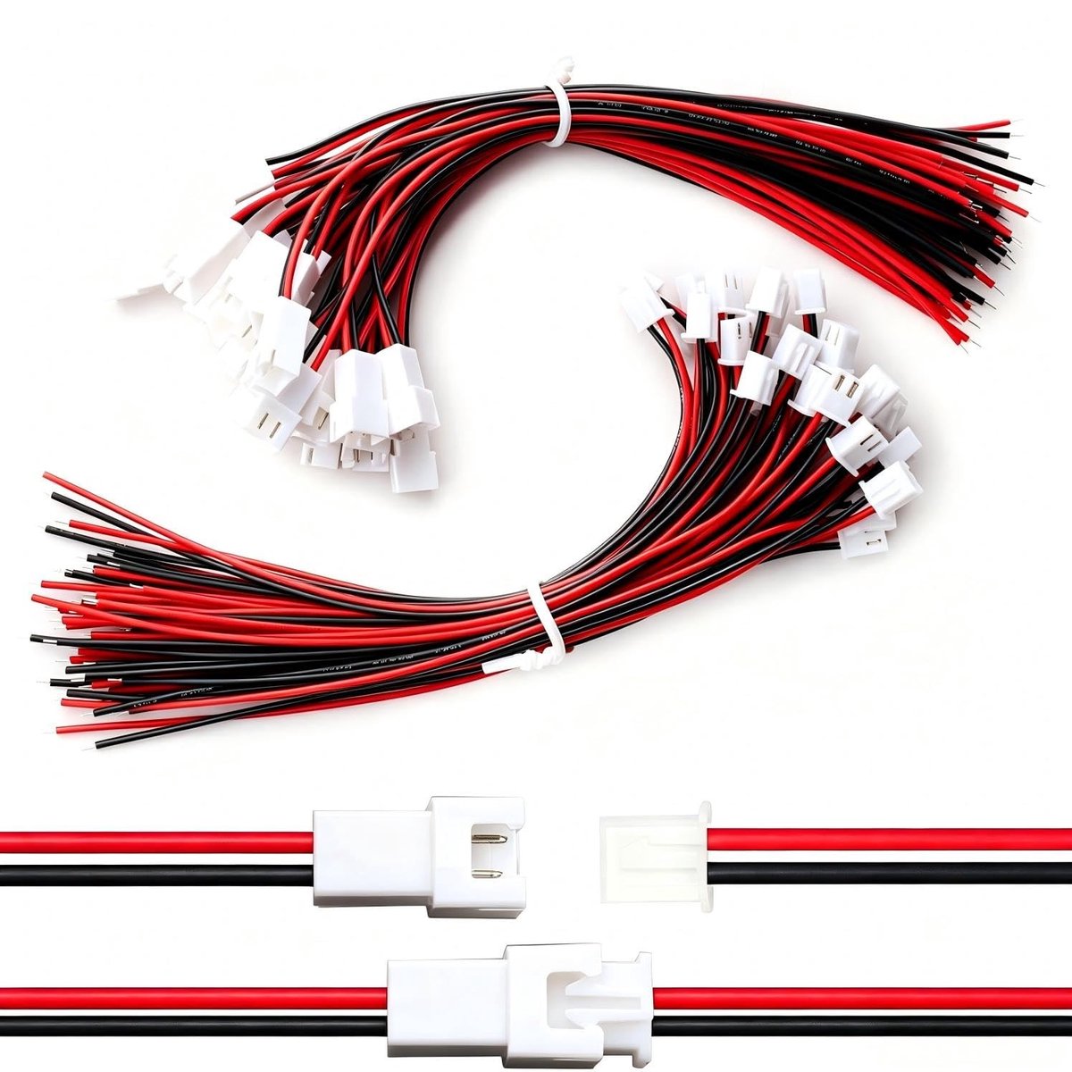 30 paar 2.54 XH 2-pins male en female connectors met elektrische kabel van 150mm 22AWG, Micro JST plug voor elektronica projecten