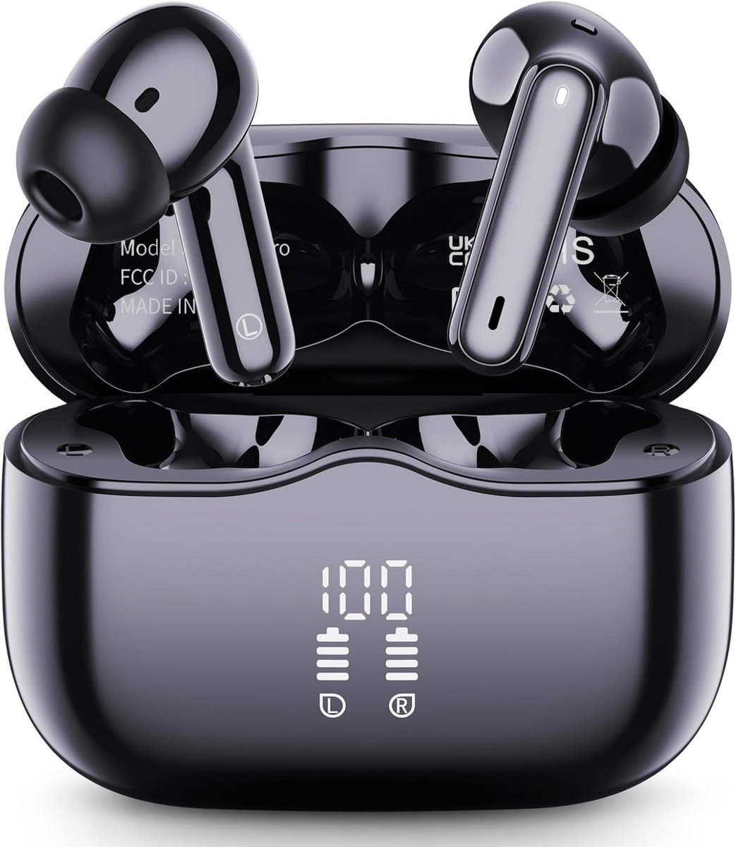 Thijox - Draadloze Bluetooth 5.4 Hoofdtelefoon - In-Ear Hoofdtelefoon met 4 ENC Ruisonderdrukking - Comfortabele, Geluidsisolatie, Ideaal voor Sport,