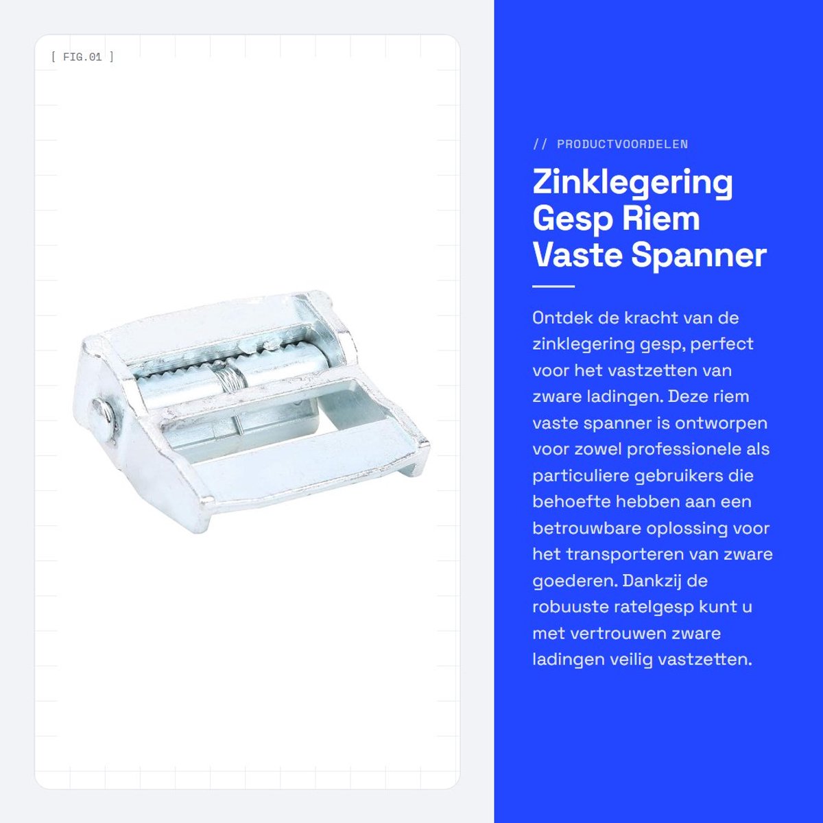 Inovra- Ratelgesp voor zware ladingen - Spanbanden met ratel - Vastzetriem - Sjorband - Riem - 50mm breedte - Spanband