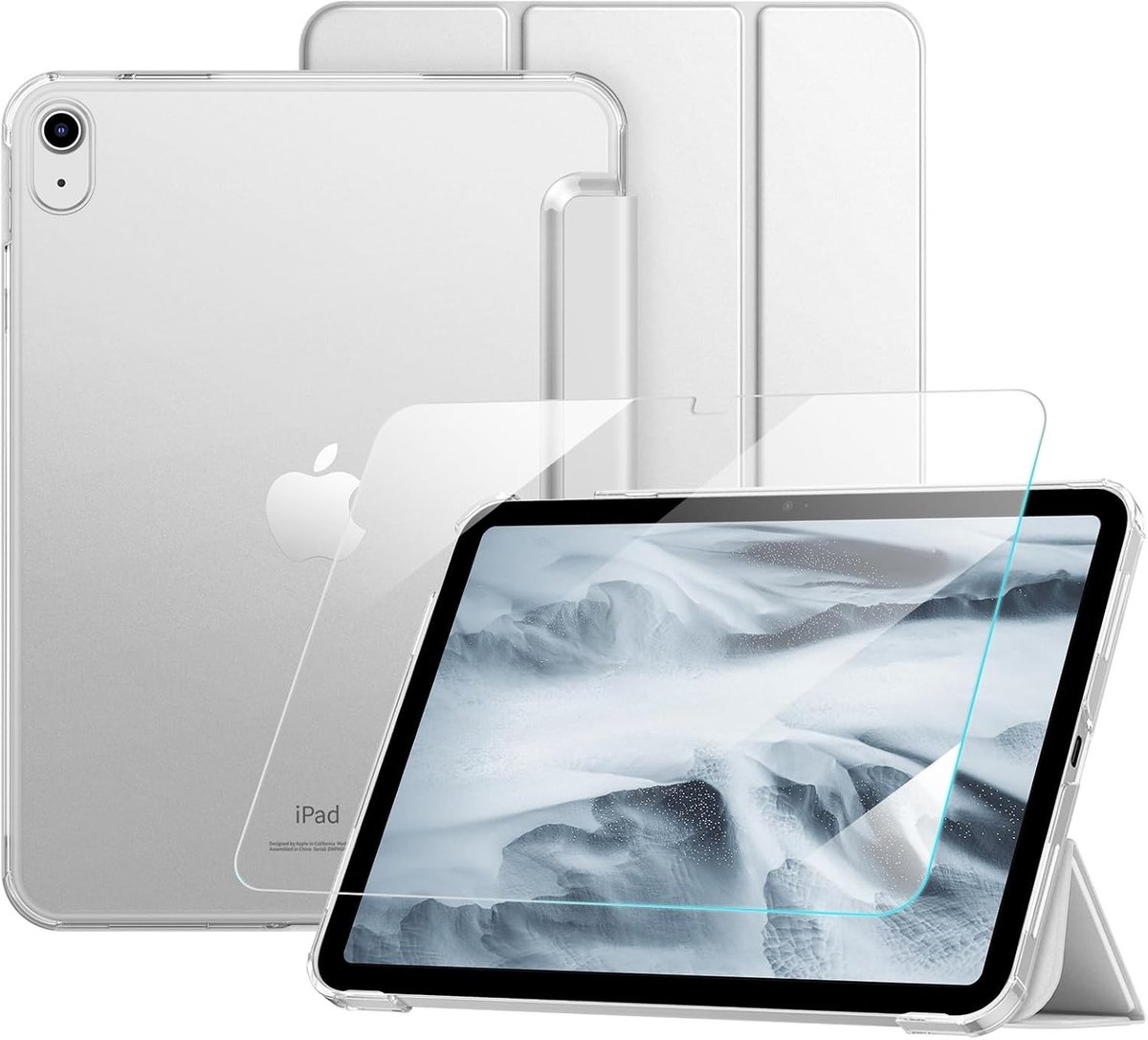 Ultra Dunne Beschermhoes met Schermfolie voor iPad A16 11 Inch en iPad 10th Gen 10.9 Inch - Stevige PC Achterkant, Verstelbare Stand en Slanke Bescherming