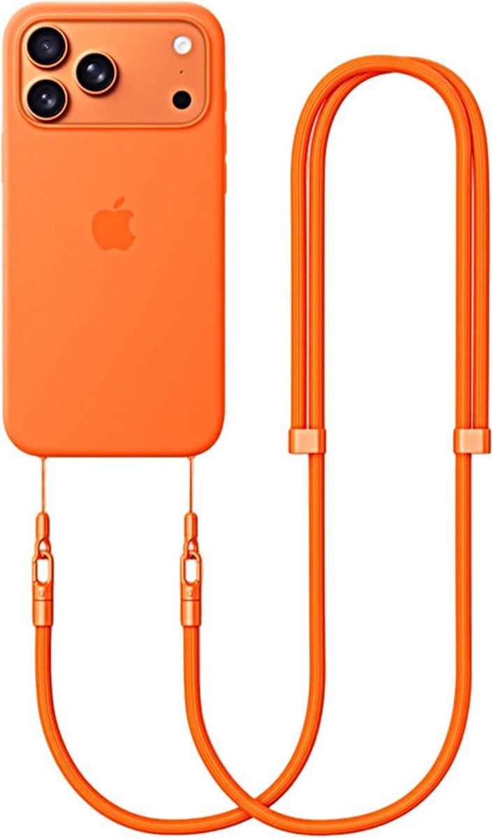 Mobiele telefoon ketting met kabel - oranje - anti-verlies ontwerp - praktisch voor dagelijks gebruik - SnelShoppen