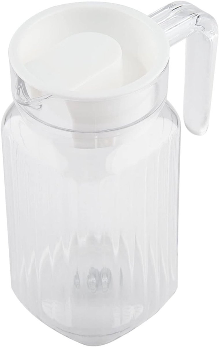 Transparante 500ml Glazen Kruik met Deksel voor Sap en Water - Ideaal voor Thuis en Bargebruik, Plastic Waterkan met Strepen