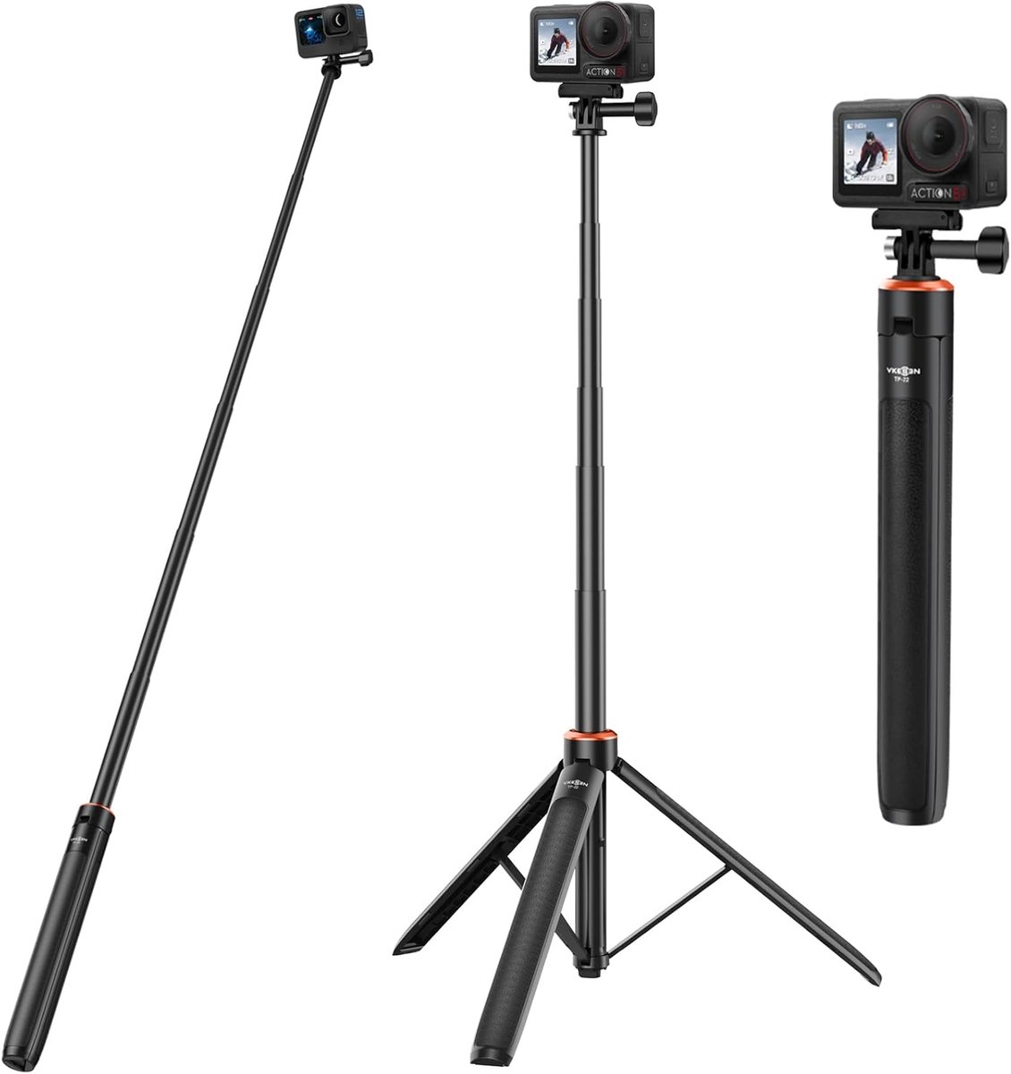 Thijox - Uitschuifbare Reisstatief Selfie Stick 53,5" voor Osmo Action, Osmo 360, Osmo Pocket 3 - Lichtgewicht, Verstelbaar, Ideaal voor Vakantie, Fee