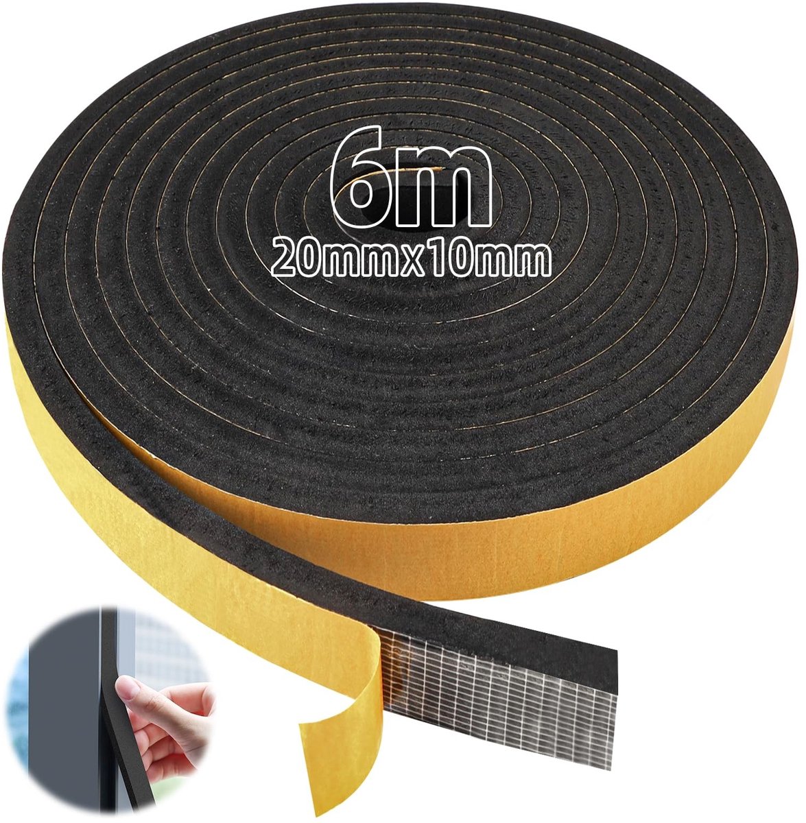 Inovra- Afdichtband 20 mm x 10 mm - Zelfklevend - Geluidsabsorberend - Waterdicht - Verstelbaar - Temperatuurbestendig van -50°C tot 150°C - Isolatietape