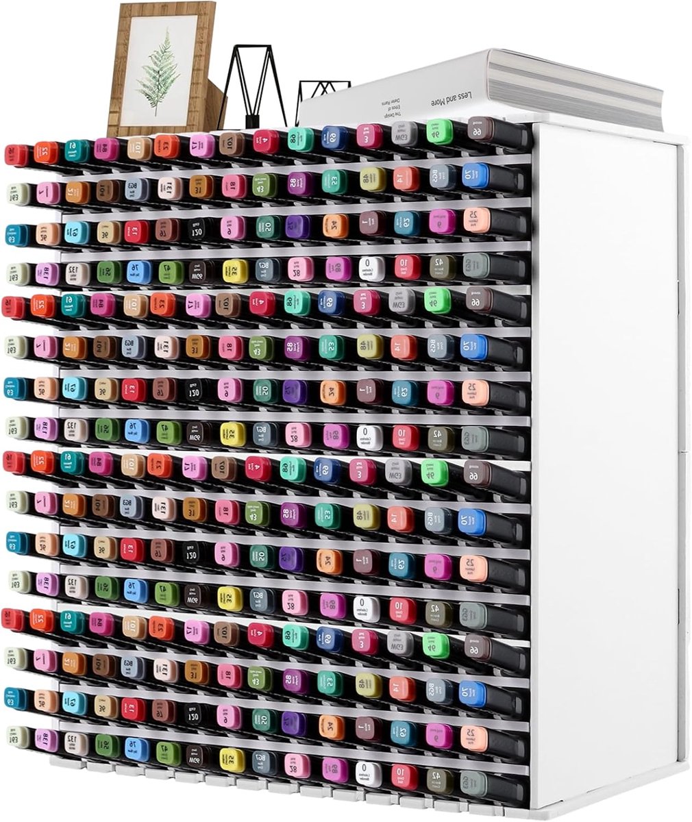 Thijox - Marker Opbergrek met 240 Vakken, Witte Stiften Organizer van PVC, 36,5 x 35 x 13 cm Penhouder voor Bureau, Atelier, School, Hobbyruimte en Ka