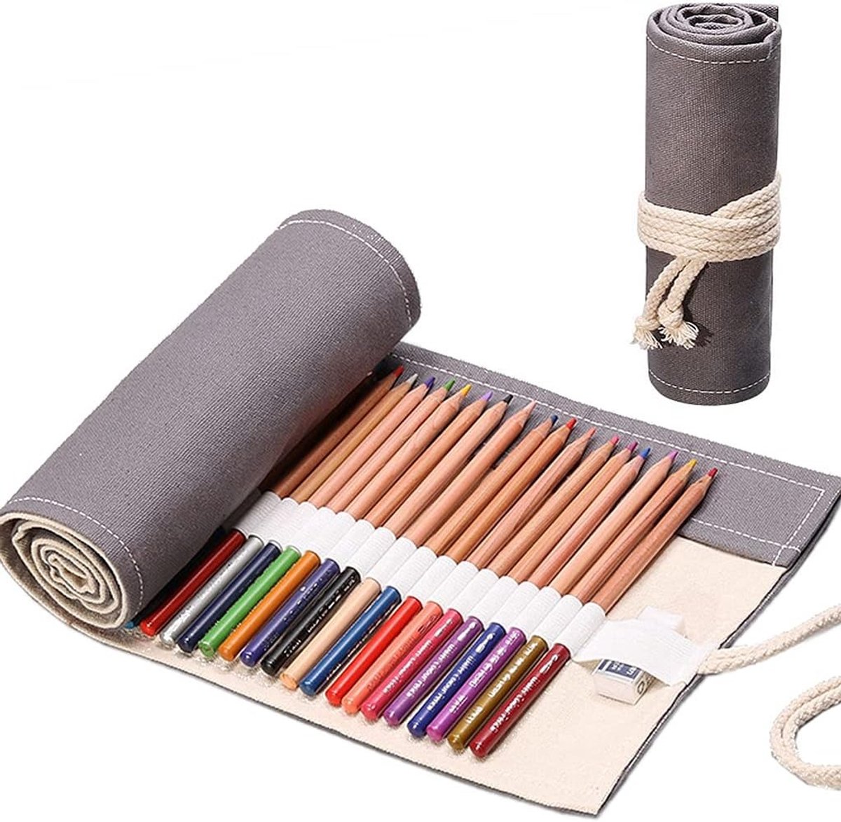 Praktische Canvas Pen Roll met 72 Gaten voor Potloden - Draagbare Etui voor Kunstenaars, School en Kantoor