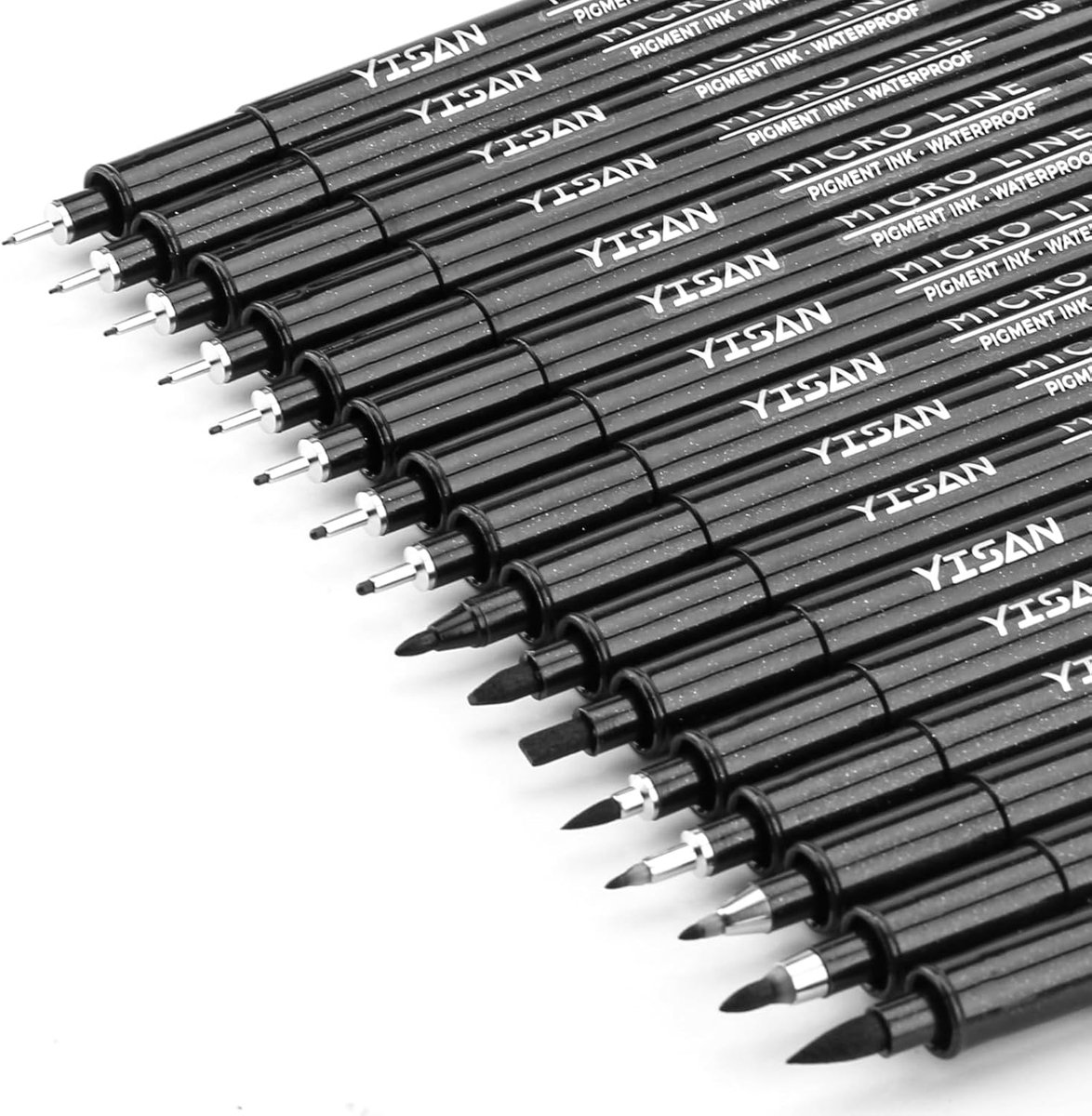 SnelShoppen - 16-delige Zwarte Tekenpennen Set voor Fineliner, Micro, Manga, Kalligrafie, Schetsen, Technische Tekening - Ultrafijne Naaldpunt 0,25 mm