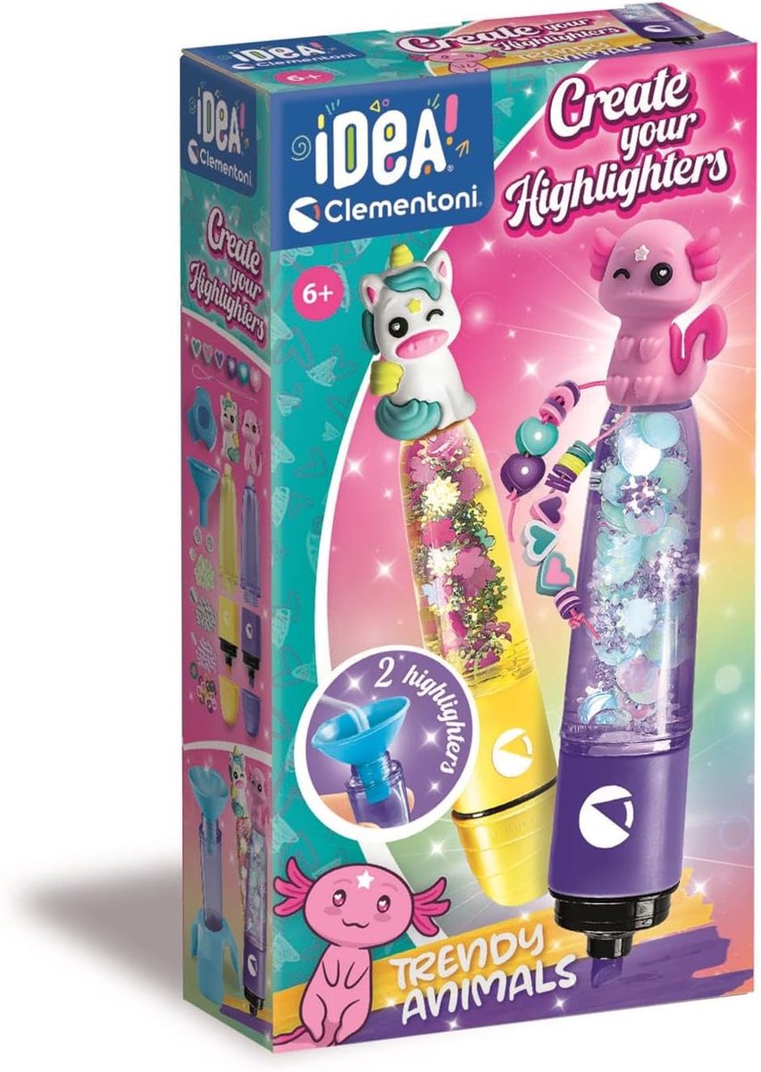 SnelShoppen - Creatieve Set - Maak Je Eigen Markeer Stiften - Trendy Dieren - 3 Personaliseerbare Markers - Kinderen Vanaf 6 Jaar - Creatief Speelgoed