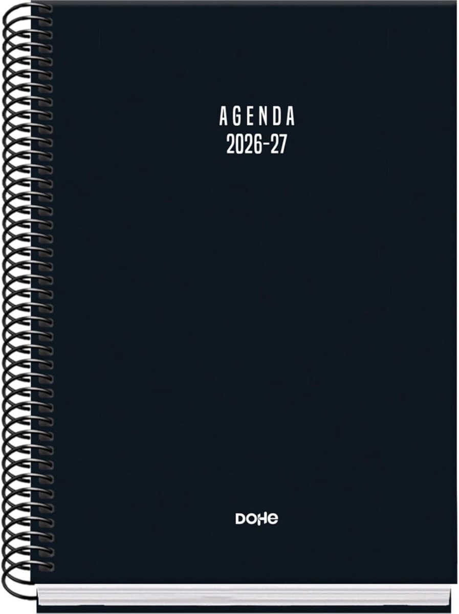 Thijox - Schoolagenda 2026-2027, Dag per Pagina, A5 (15x21 cm), Harde Kaft, Spiraalsluiting, Tweetalig Spaans en Engels, Colour Vibes Zwart - Perfect
