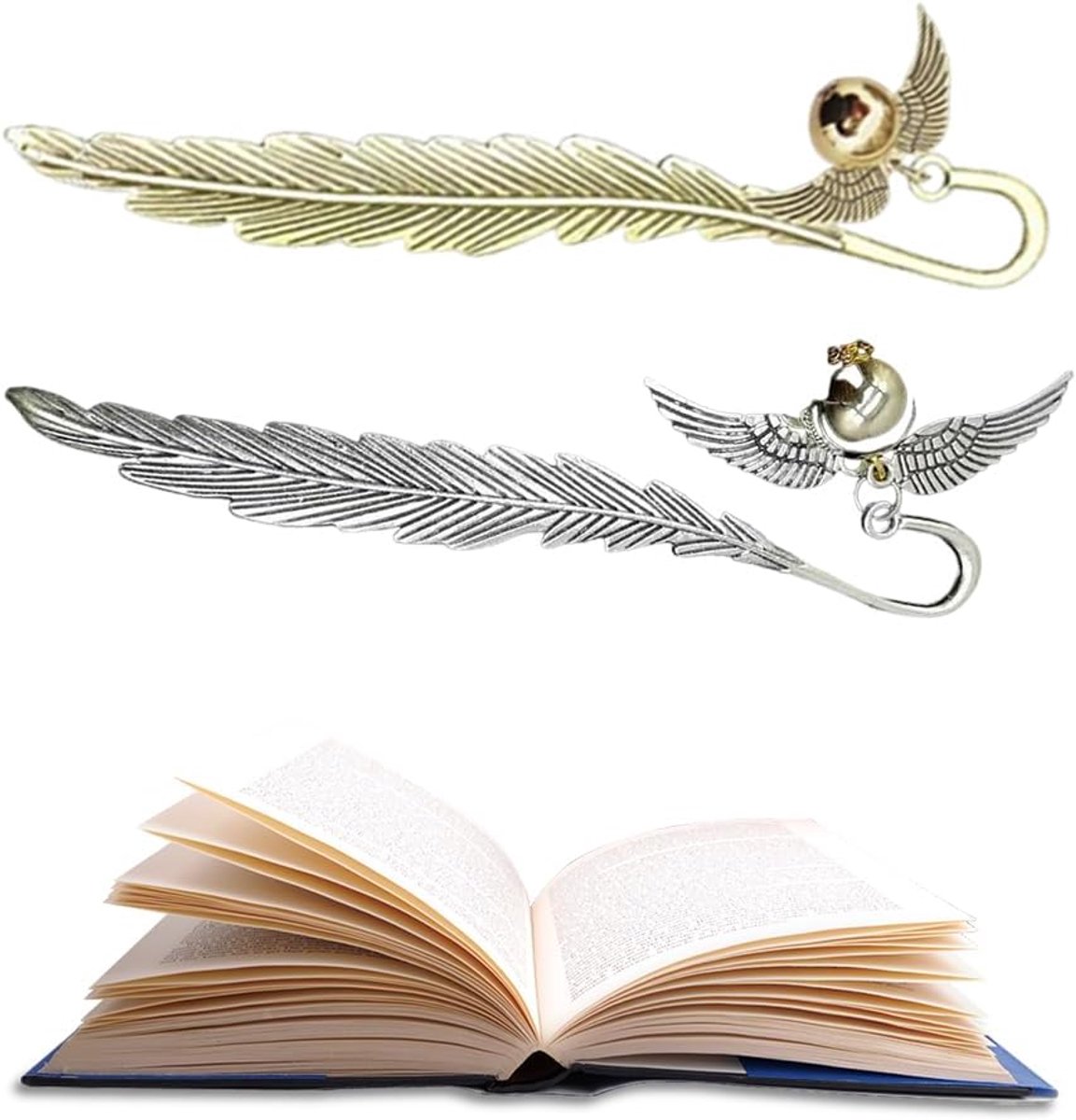 Thijox - 2 Stuks Golden Snitch Bladwijzers, Speciale Boekenleggers voor Vrouwen, Leraren, Moeders, Vrienden, Zussen, Perfect voor Boekenliefhebbers, G
