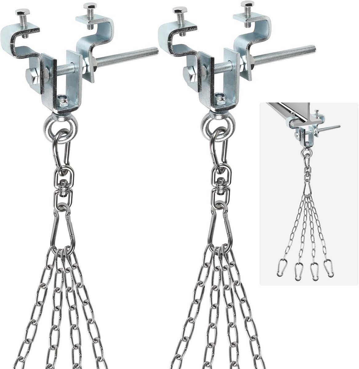 Pendelset voor Bokszakken, 2 Stuks, Stalen Steun voor Zware Bokszakken, Inclusief Hangketting en Klem voor Veilig Ophangen van Bokszakken