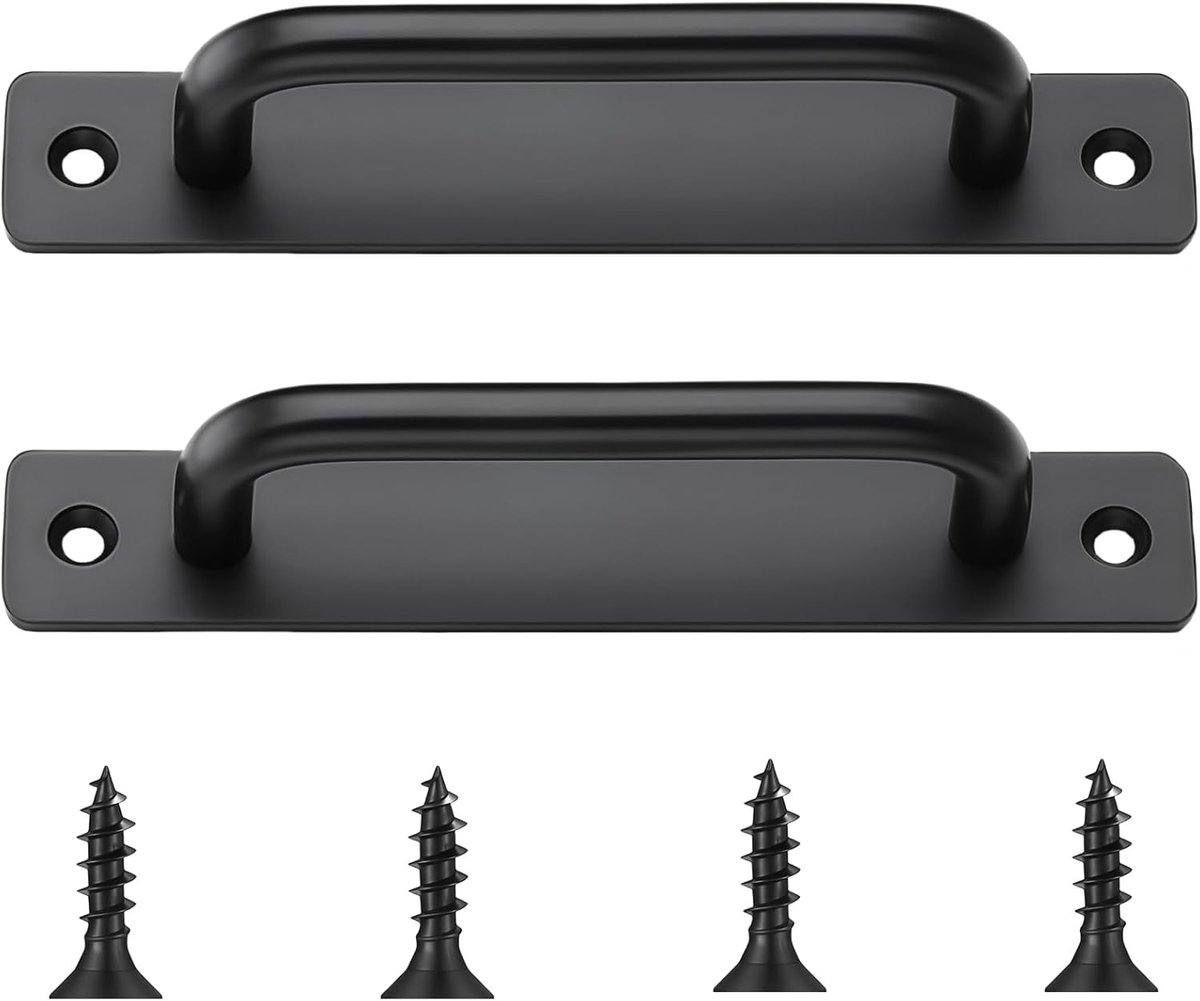 Set van 2 zwarte roestvrijstalen schuifdeurgrepen van 180 mm voor binnen en buiten, geschikt voor deuren, poorten en kasten.
