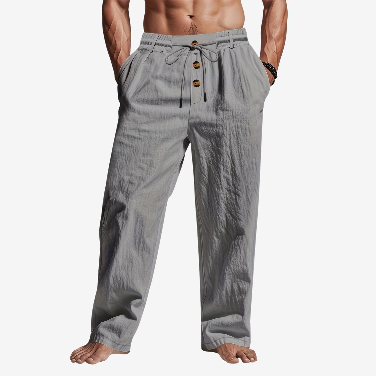 Currero Linnen Broek Heren - Zomerbroek - Volwassenen - Lange Broek - Pantalon - Strandbroek - Zomer - Ibiza Stijl - Grijs XL